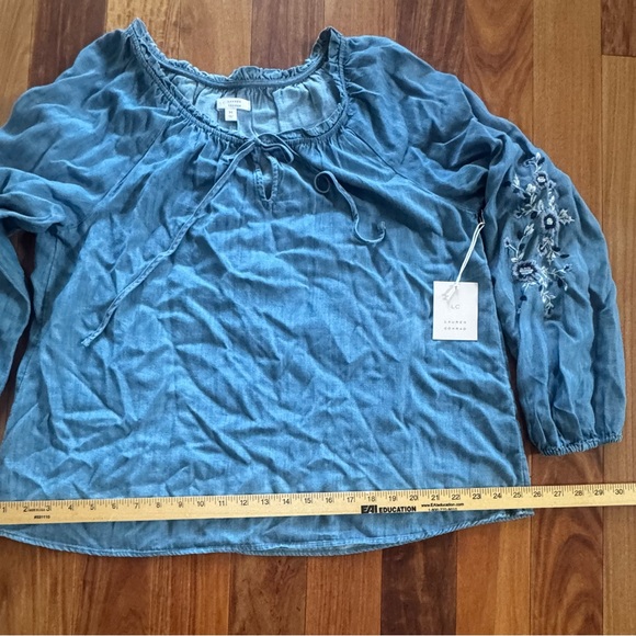 LC Lauren Conrad Blue Blouse with Embroidery - Picture 5 of 9